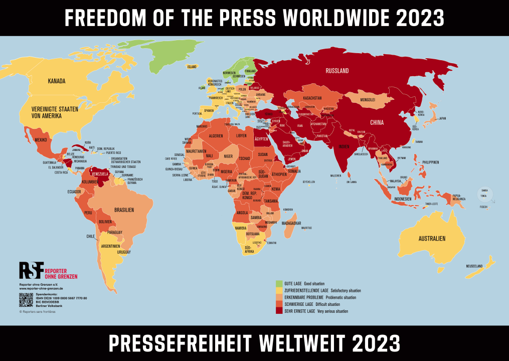 Rangliste der Pressefreiheit 2023 Unterdrückung von Berichterstattung nimmt zu
